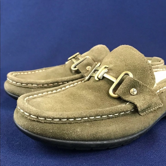 COLE HAAN HORSE-BIT SUADE SHEARLING GREEN MULE - Picture 3 of 8